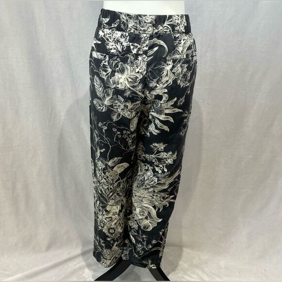 Ann Taylor Loft gray and white wide leg cropped botanic fluid pants size LP - Picture 6 of 9